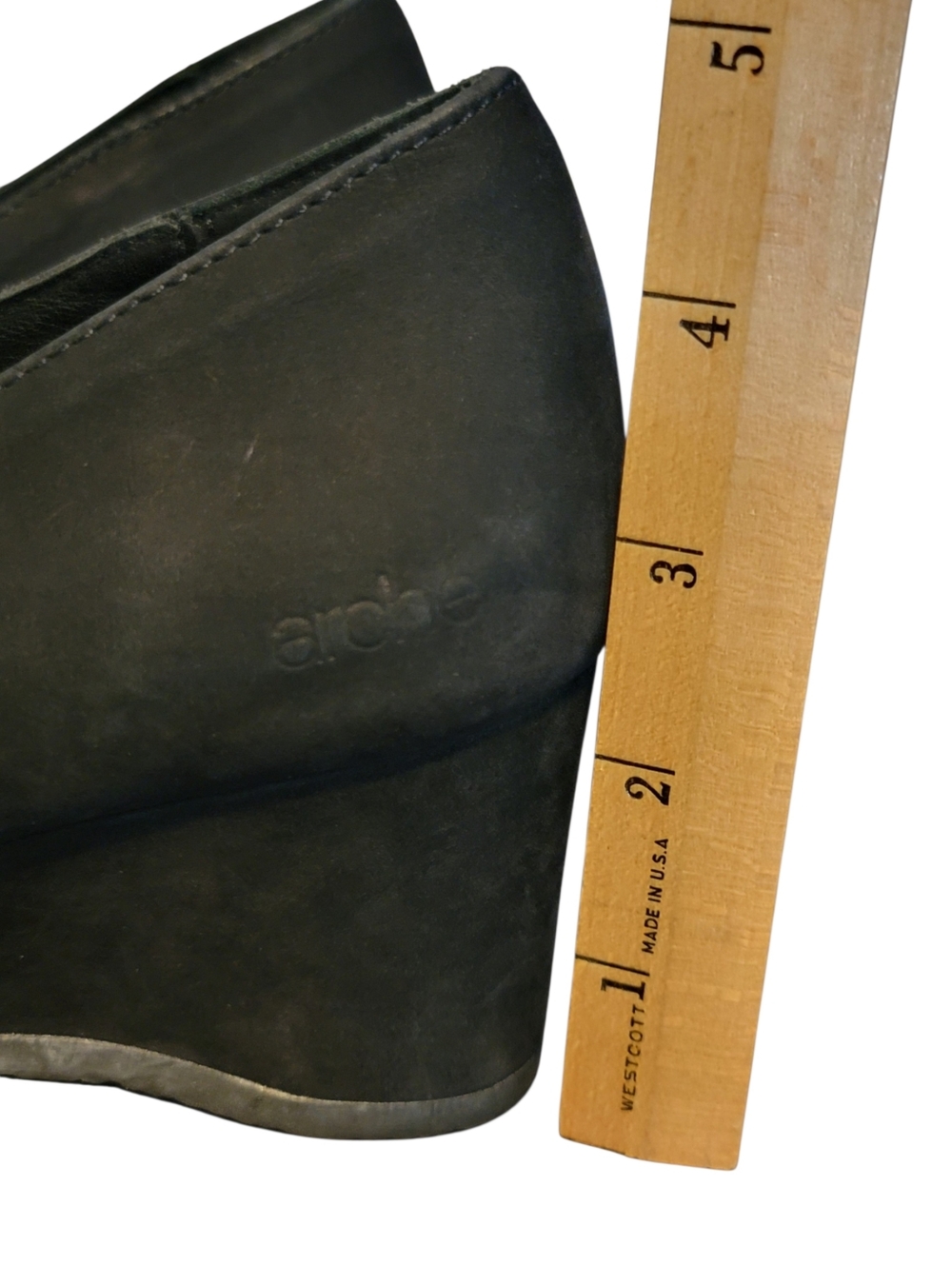 Arche Black Suede Wedge Peep Toe Pumps Heels Shoes Size 39 US 8 - Picture 8 of 11